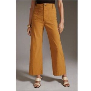 Maeve The Colette High Rise Wide Leg Crop Pants Copper Gold Size 28